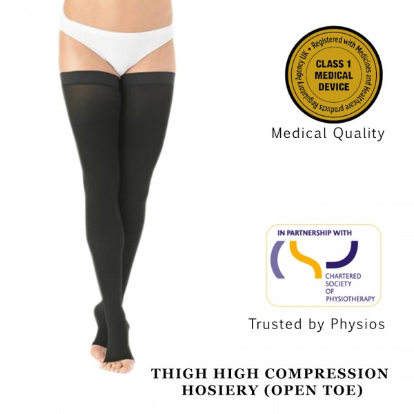 THIGH HIGH COMPRESSION HOSIERY (OPEN TOE)